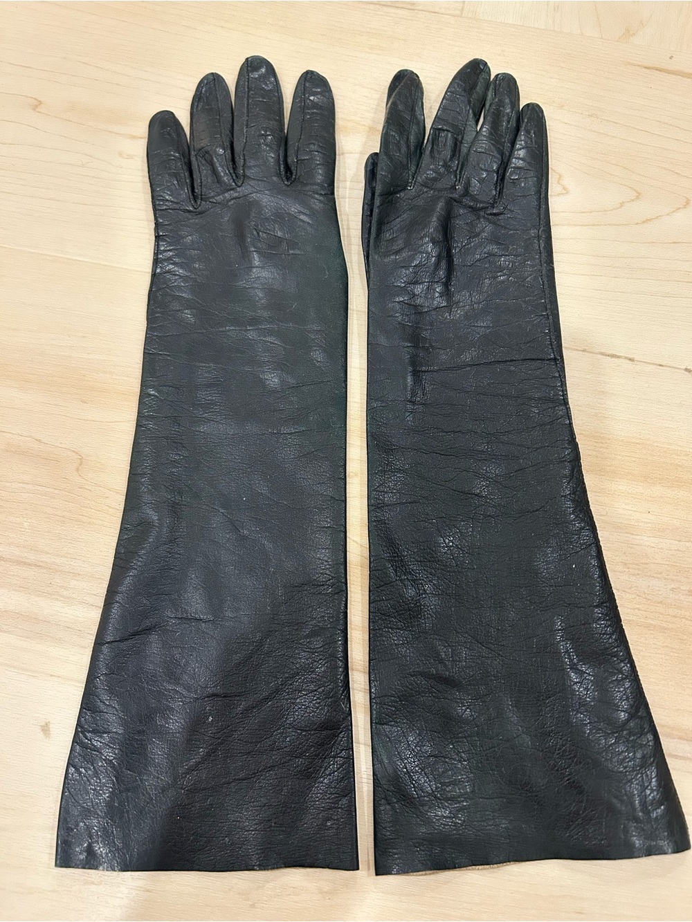 Vintage Wear Right French Kidskin Leather Opera Gloves Black 7¼